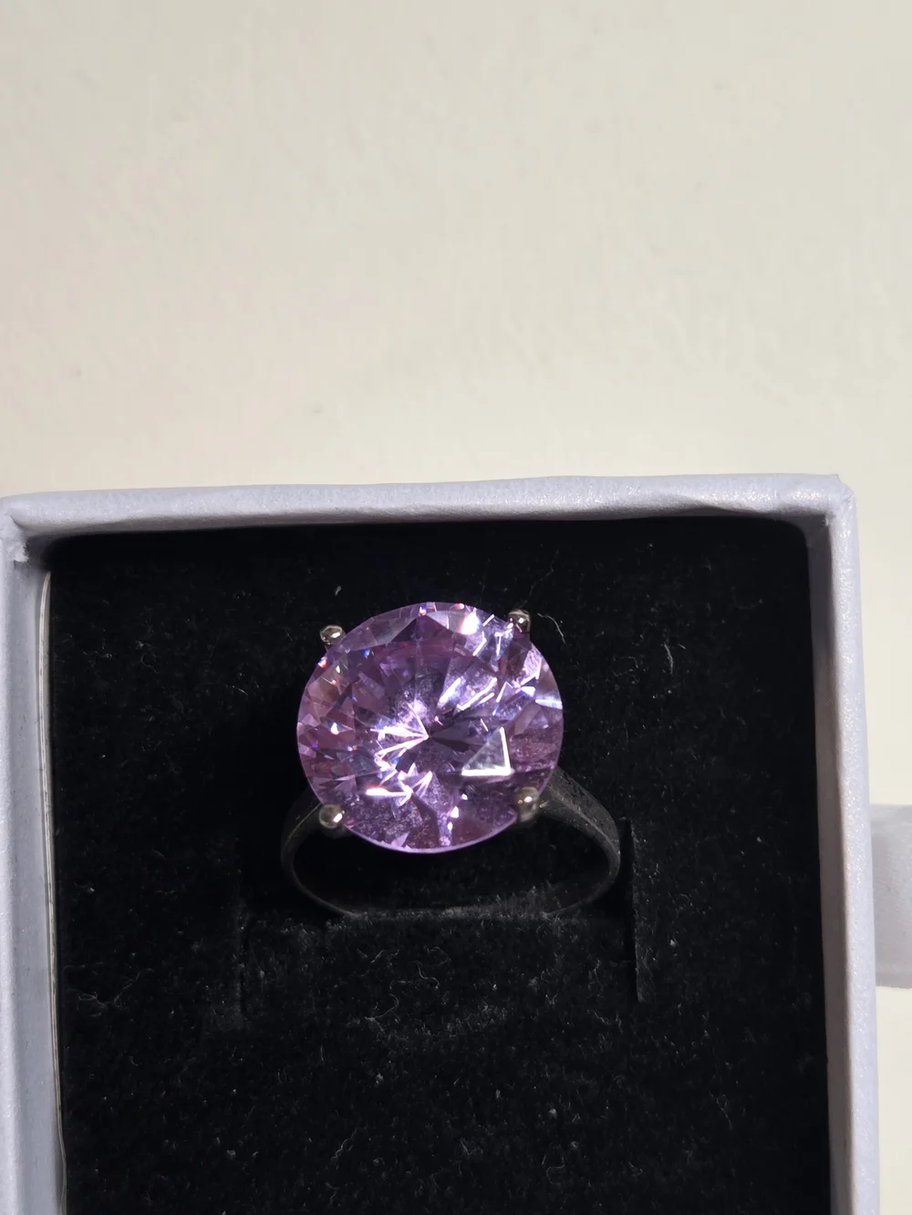 Purple Gemstone Solitaire Ring - Women's Silver Ring